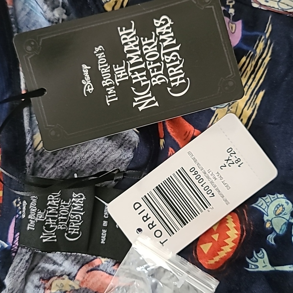 Torrid,  Disney Nightmare Before Christmas Blue Sleeveless Button Front Romper - Picture 5 of 8